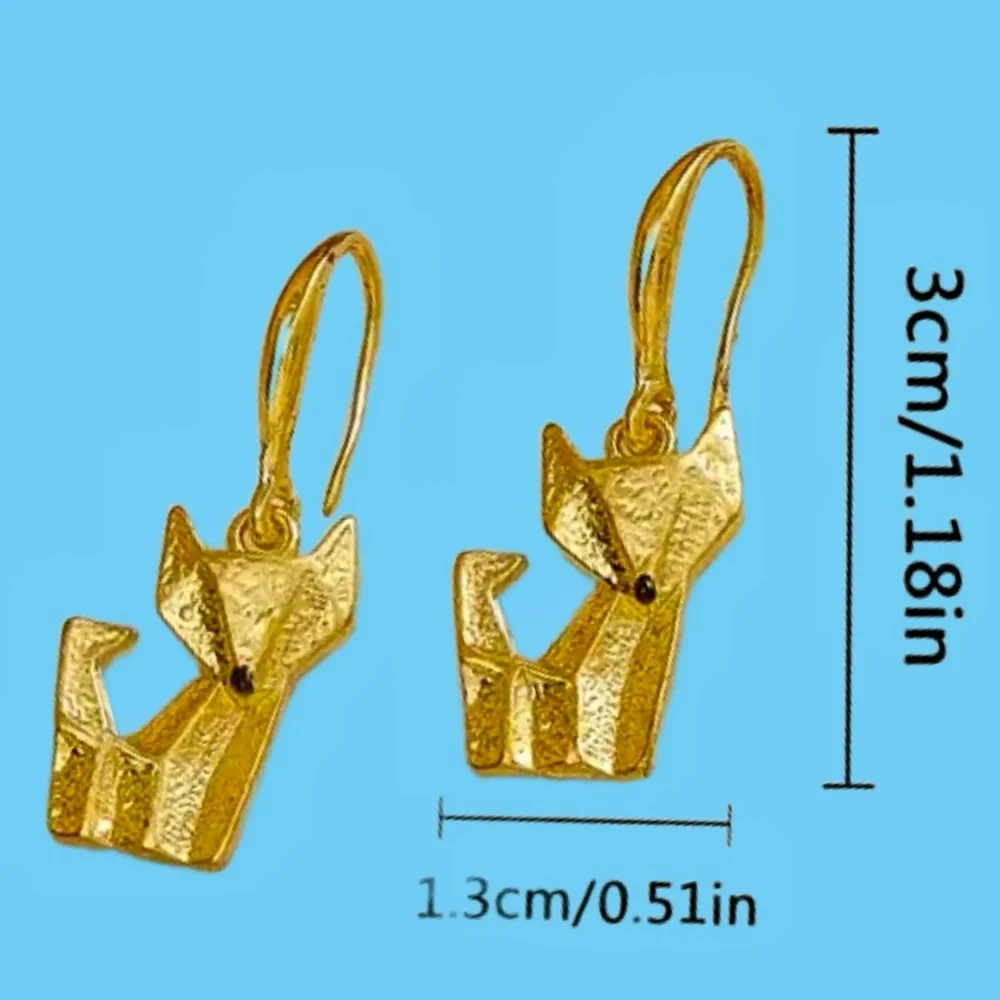 Origami Fox Dangle Earrings